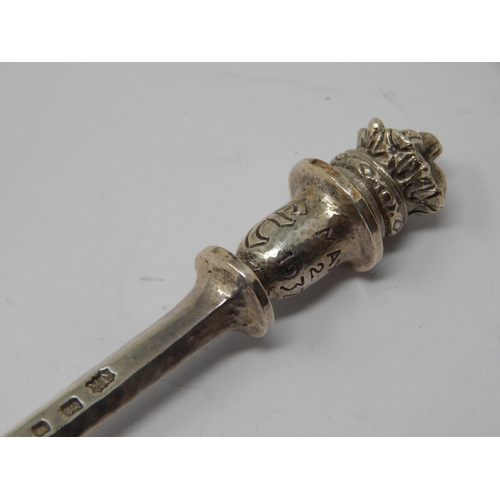 216 - OMAR RAMSDEN: Silver George VI Coronation Spoon with Crown Terminal Hallmarked London 1937: Length 1... 