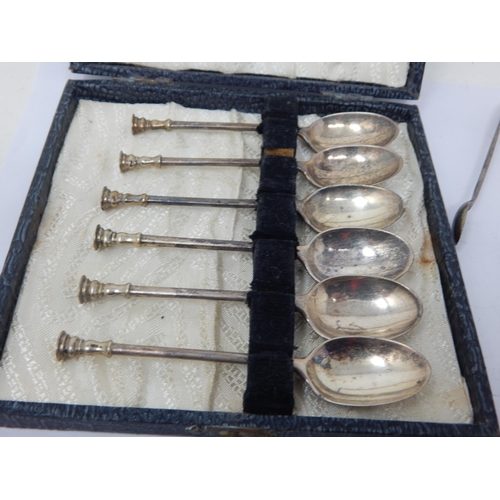 219 - A Quantity of Hallmarked Silver to Include a Pair of Victorian Silver Grape Scissors, a cased set of... 