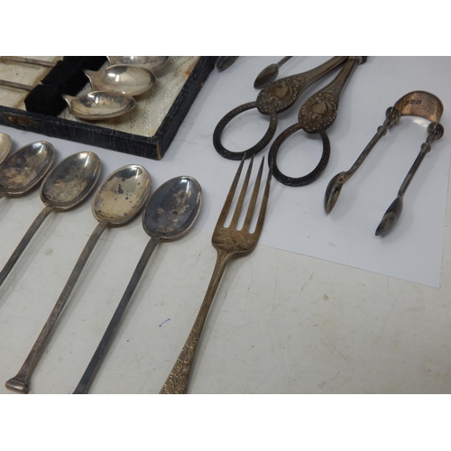 219 - A Quantity of Hallmarked Silver to Include a Pair of Victorian Silver Grape Scissors, a cased set of... 