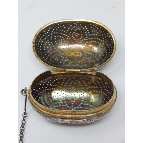 223 - A Victorian Silver Tea Infuser on Chain: Hallmarked London 1861 by Thomas Johnson