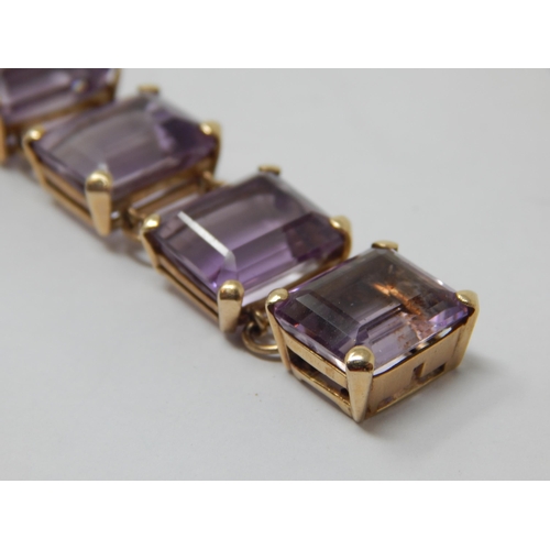 232 - Unmarked Gold & Amethyst Set Bracelet: Length 18cm: Gross weight 44.59g