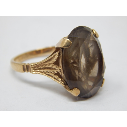 233 - 9ct Gold Smokey Quartz Set Ring: Size L: Gross weight 5.02g