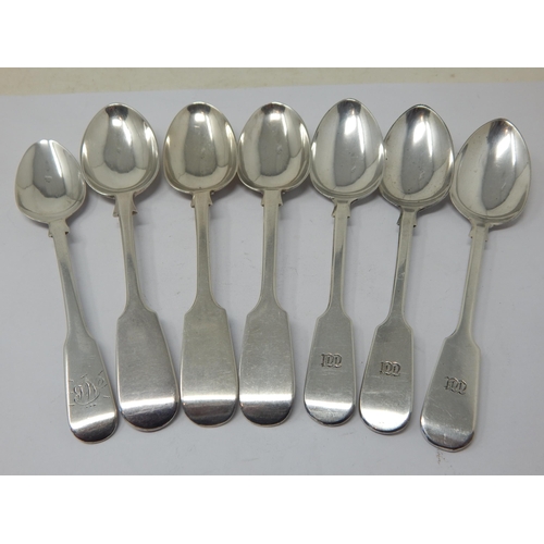 267 - 19th Century Silver Teaspoons: Hallmarked Exeter 1825-74 (4), Newcastle 1862 (3): Weight 149g