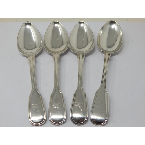 269 - 19th Century Silver Dessert Spoons: Hallmarked London 1806 (3), London 1863 (1): Weight 213g