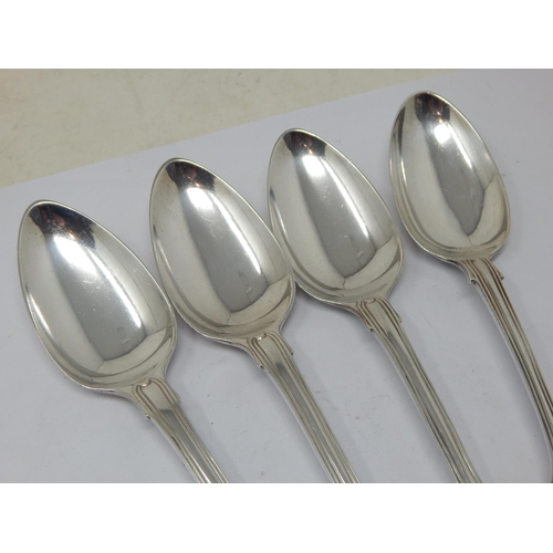 269 - 19th Century Silver Dessert Spoons: Hallmarked London 1806 (3), London 1863 (1): Weight 213g