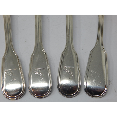 269 - 19th Century Silver Dessert Spoons: Hallmarked London 1806 (3), London 1863 (1): Weight 213g