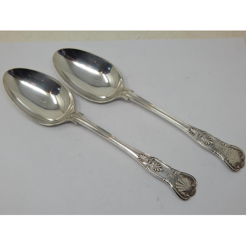 274 - A Pair of Edwardian Silver Kings Pattern Tablespoons: Hallmarked Sheffield 1903 by Walker & Hall: Le... 