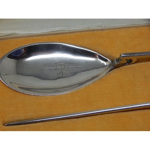 275 - A Pair of Large Silver Replica Roman Spoons: Hallmarked Edinburgh 1925 by Brook & Son in Original Fi... 