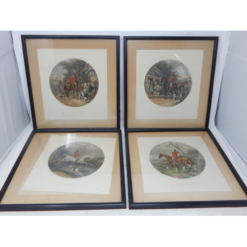 391 - A Set of Four 19th Century Coloured Hunting Prints: Framed & Glazed: Measuring 34cm x 33cm overall