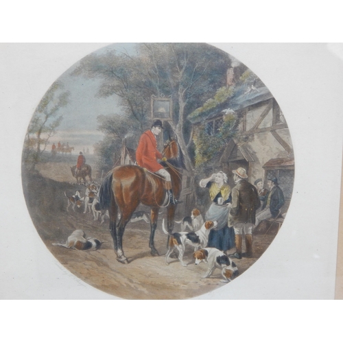 391 - A Set of Four 19th Century Coloured Hunting Prints: Framed & Glazed: Measuring 34cm x 33cm overall