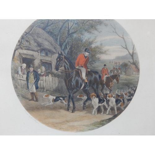 391 - A Set of Four 19th Century Coloured Hunting Prints: Framed & Glazed: Measuring 34cm x 33cm overall