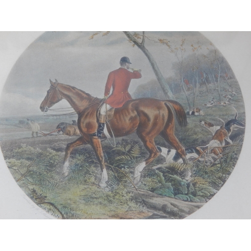 391 - A Set of Four 19th Century Coloured Hunting Prints: Framed & Glazed: Measuring 34cm x 33cm overall