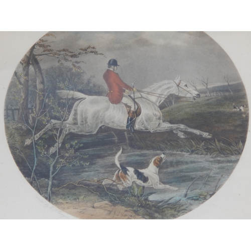 391 - A Set of Four 19th Century Coloured Hunting Prints: Framed & Glazed: Measuring 34cm x 33cm overall