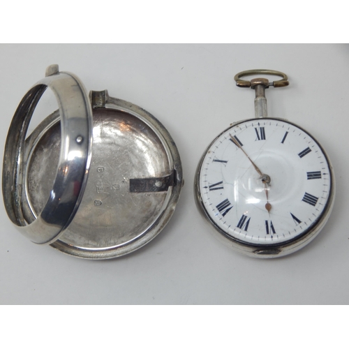 56 - George III Silver Pair Cased Fusee Pocket Watch: Case & Watch Hallmarked London 1791 by Thomas Gibba... 