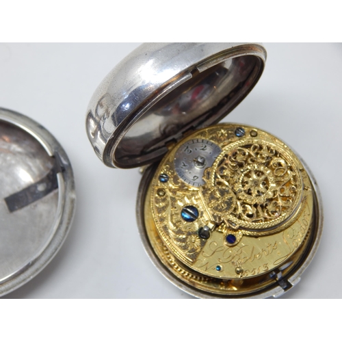 56 - George III Silver Pair Cased Fusee Pocket Watch: Case & Watch Hallmarked London 1791 by Thomas Gibba... 