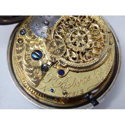 56 - George III Silver Pair Cased Fusee Pocket Watch: Case & Watch Hallmarked London 1791 by Thomas Gibba... 