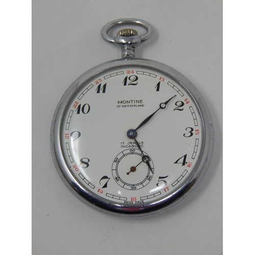 British Rail Southern Region 1960's MONTINE of Switzerland, Guards Pocket Watch: Marked to Back "B R (S) 9374" Working when catalogued
