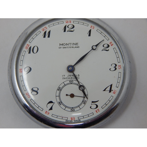 150 - British Rail Southern Region 1960's MONTINE of Switzerland, Guards Pocket Watch: Marked to Back 