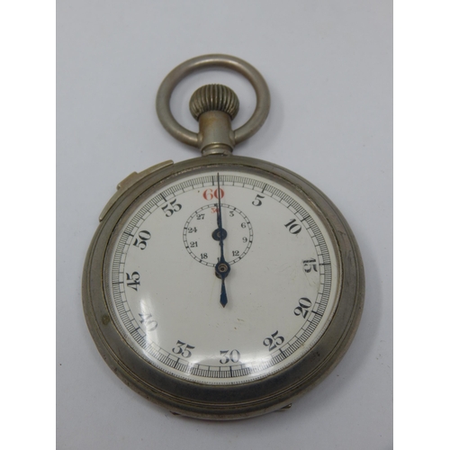 449 - WWII Military Pocket Watch with Black Dial, Luminous Hands & Subsidiary Seconds Dial: Marked to back... 