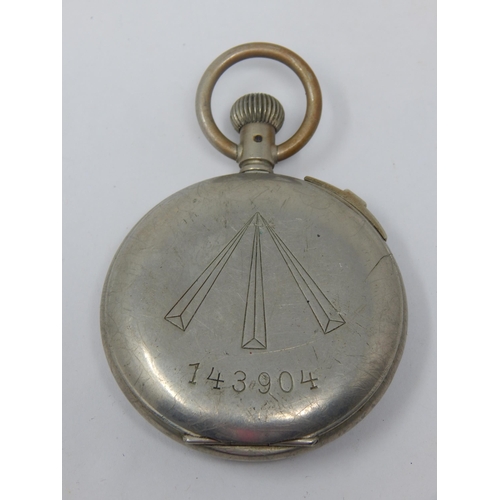 449 - WWII Military Pocket Watch with Black Dial, Luminous Hands & Subsidiary Seconds Dial: Marked to back... 