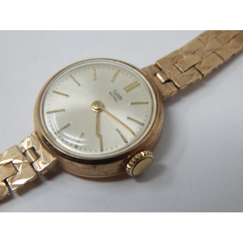 161 - Ladies 9ct Gold Tudor Royal Wristwatch with 9ct Gold Strap, A/F: Gross weight 17.49g