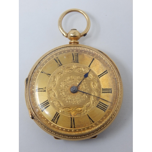 275A - 18ct Gold Pocket Watch, 40mm diameter: Gross weight 56.19g