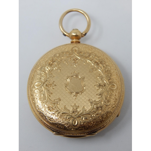 275A - 18ct Gold Pocket Watch, 40mm diameter: Gross weight 56.19g