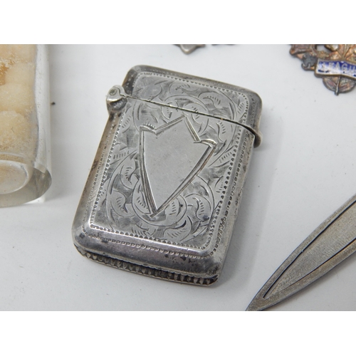 275G - A Quantity of Hallmarked Silver Items including a Victorian Vesta Case, a Victorian Bookmark, an Edw... 