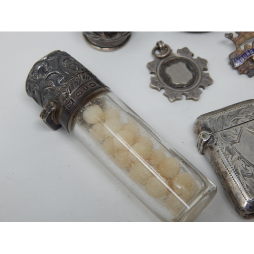 275G - A Quantity of Hallmarked Silver Items including a Victorian Vesta Case, a Victorian Bookmark, an Edw... 