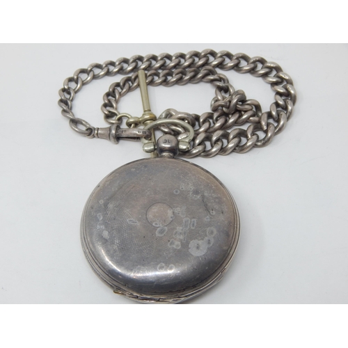 275H - Gentleman's Hallmarked Silver Full Hunter Pocket Watch & Albert Chain