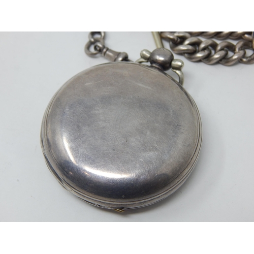 275H - Gentleman's Hallmarked Silver Full Hunter Pocket Watch & Albert Chain