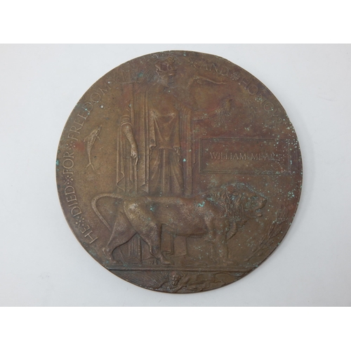 451 - WWI Death Plaque Awarded & Named to: WILLIAM MEARS