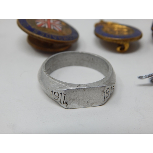 457 - An Interesting Group of Military Items Including Watches, 1914-1915 Aluminium Ring, 1902 Peace Badge... 