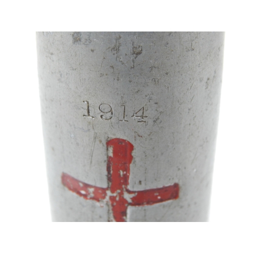 458 - WWI Aluminium Money Box Formed as a Shell & engraved with 1914-1918.