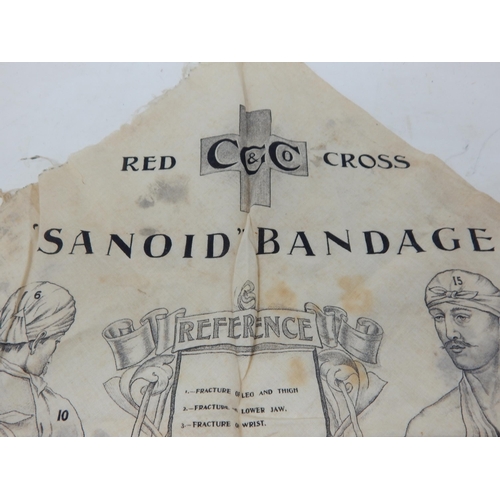 459 - Rare WWI 1914-1918 Issue Red Cross Triangular Sanoid Bandage: Width 4ft (122cm)