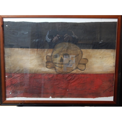 460 - Early 20th Century German Freicorps Flag: Framed & Glazed: Measuring 88cm x 68cm overall