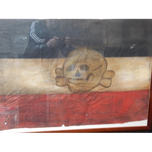 460 - Early 20th Century German Freicorps Flag: Framed & Glazed: Measuring 88cm x 68cm overall