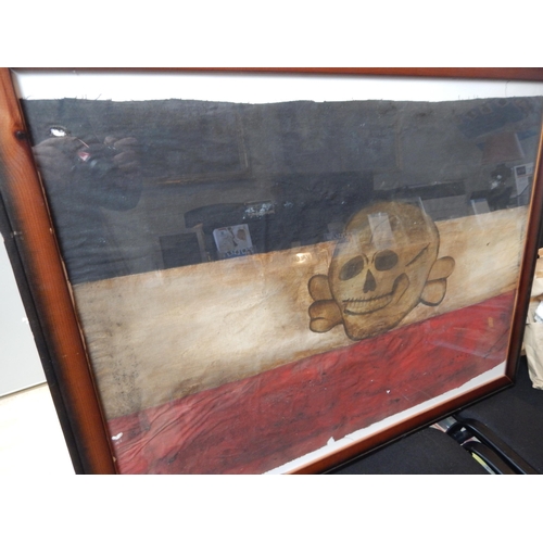 460 - Early 20th Century German Freicorps Flag: Framed & Glazed: Measuring 88cm x 68cm overall