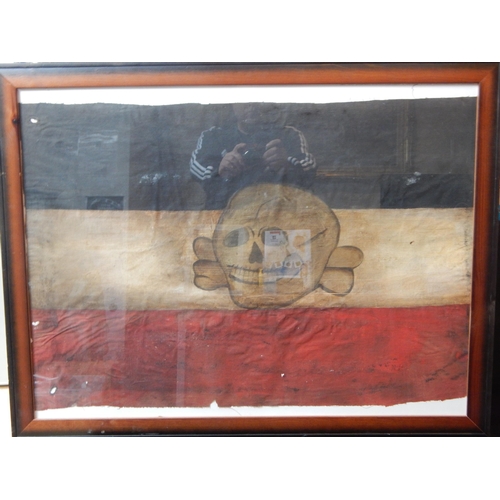 460 - Early 20th Century German Freicorps Flag: Framed & Glazed: Measuring 88cm x 68cm overall