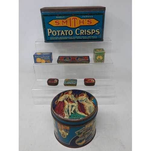 400N - A Group of Advertising Tins Including Smiths Potato Crisps, KEVII 1902 Rowntree Chocolate Tin with P... 