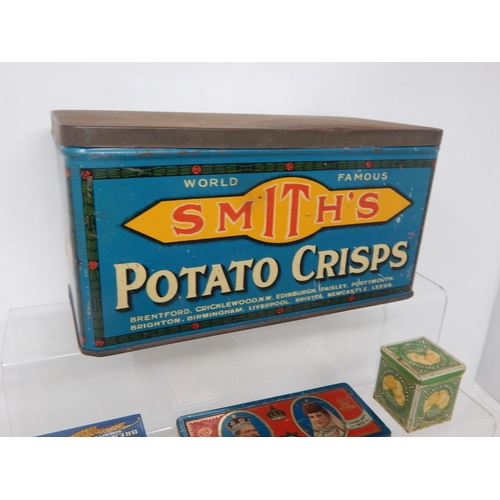 400N - A Group of Advertising Tins Including Smiths Potato Crisps, KEVII 1902 Rowntree Chocolate Tin with P... 