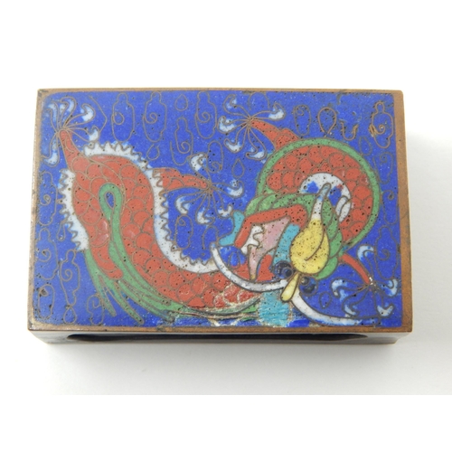 400O - Antique Cloisonne Vesta/Matchbox Holder together with an early Bryant & May's Matchbox Holder depict... 