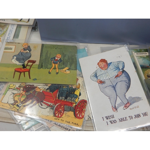 400Q - A Large Quantity of Postcards in Clear Sleeves Including Humour, Military etc contained in a box (lo... 