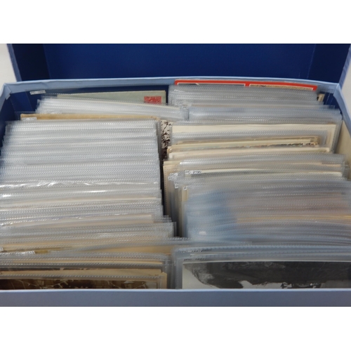 400Q - A Large Quantity of Postcards in Clear Sleeves Including Humour, Military etc contained in a box (lo... 