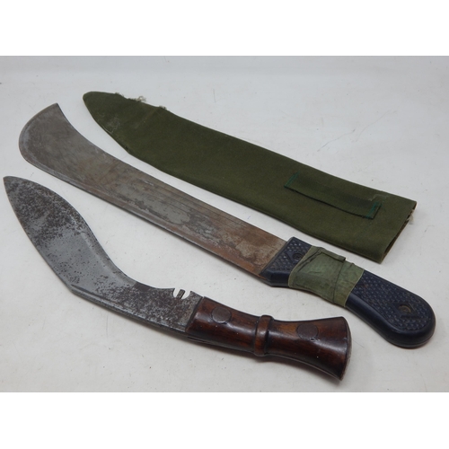 465 - Large Machete & Scabbard 54.5cm together with a Kukri, 42cm