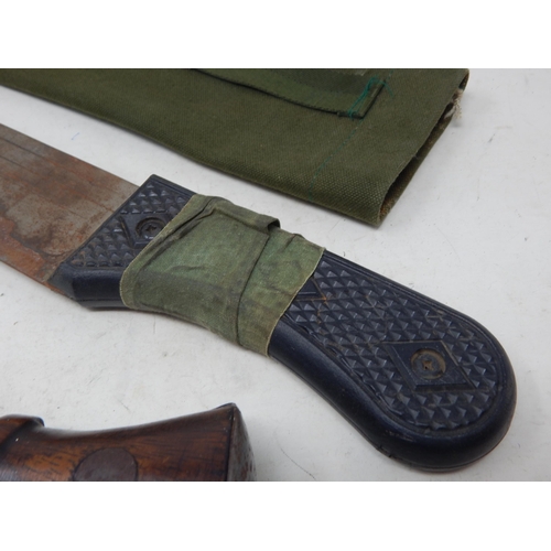 465 - Large Machete & Scabbard 54.5cm together with a Kukri, 42cm