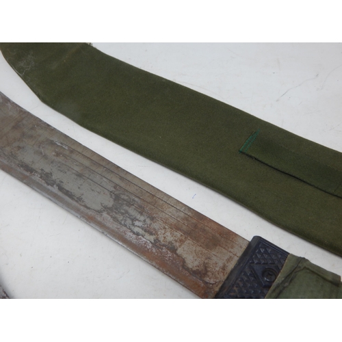 465 - Large Machete & Scabbard 54.5cm together with a Kukri, 42cm