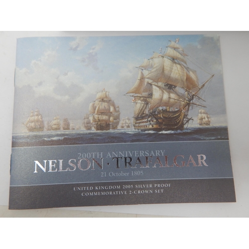 99N - Royal Mint 200th Anniversary of Nelson & Trafalgar 2005 Silver Proof Commemorative 2 Crown Set in Ca... 