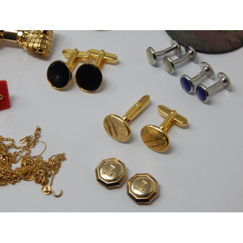 157 - Scrap 9ct Gold Chains (3.98g) together with Cufflinks, a Quantity of Costume Jewellery Including Som... 