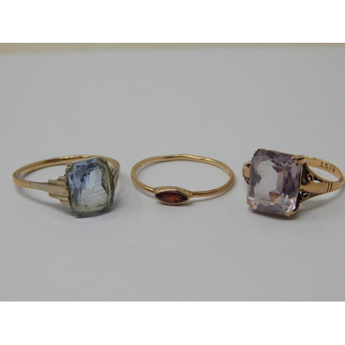 161 - 3 x 9ct Gold Rings: Sizes K/L: Gross weight 4.0g